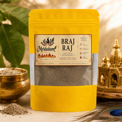 Mridulam Vrindavan Raj Sacred Braj Mitti | Pure Pooja Mitti – Pack of 2 | Traikar