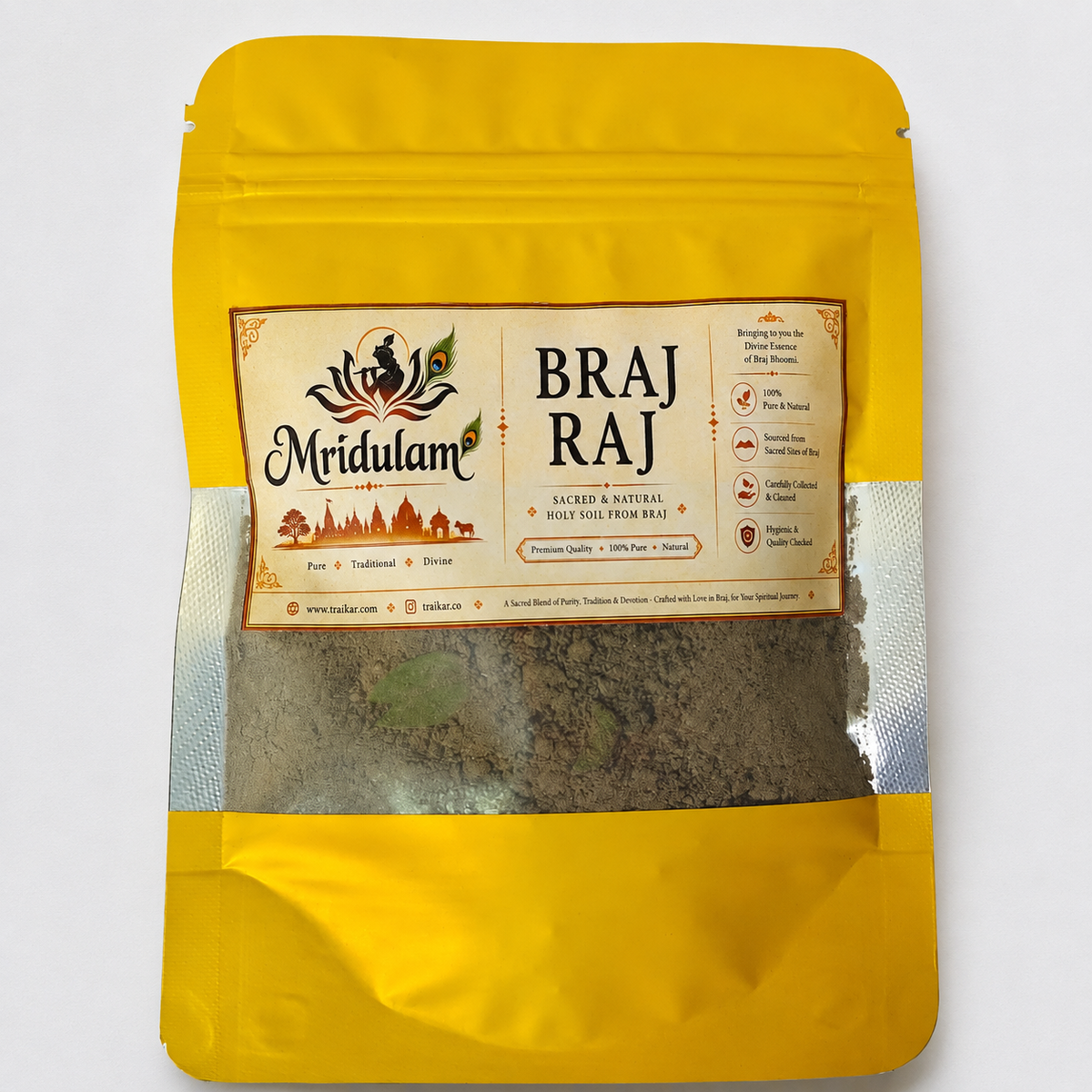 Mridulam Vrindavan Raj Sacred Braj Mitti | Pure Pooja Mitti – Pack of 2 | Traikar