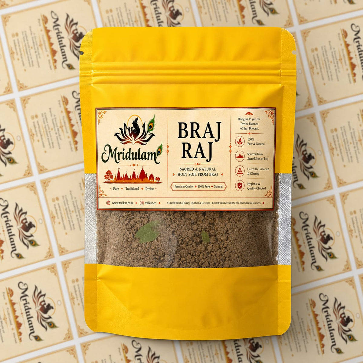 Mridulam Vrindavan Raj Sacred Braj Mitti | Pure Pooja Mitti – Pack of 2 | Traikar